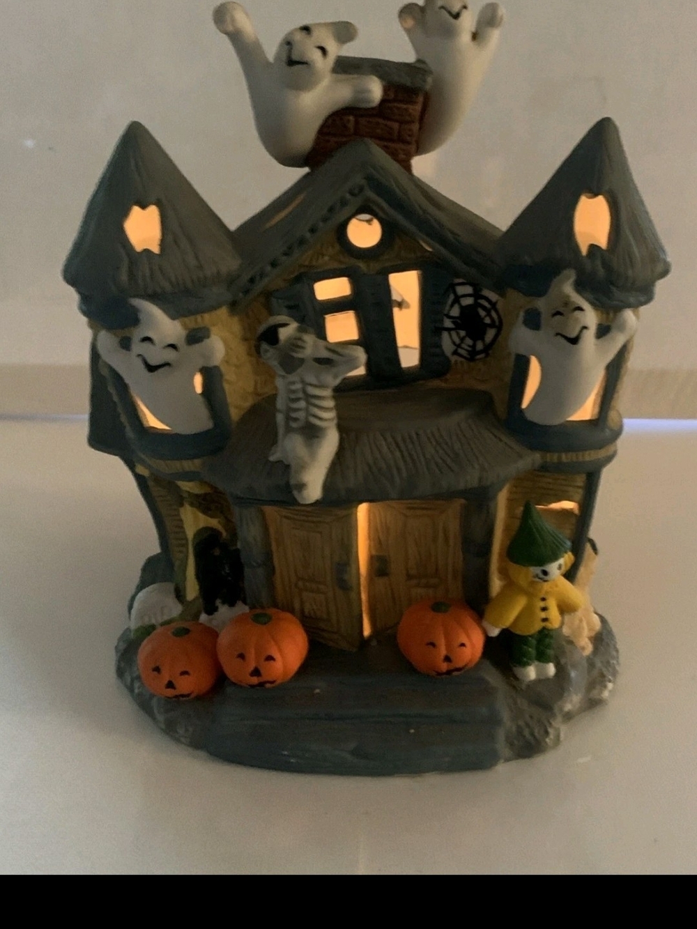 Retired Partylite 8” Halloween Haunted House Ghost Tea Light Candle Holder